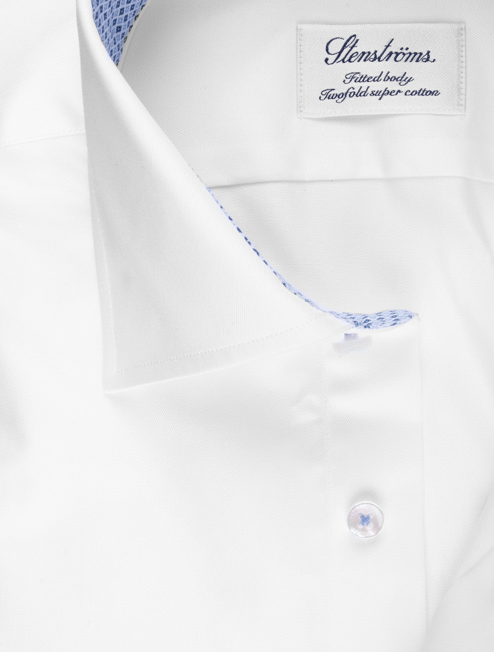 Stenstroms White Pattern Inlay Fitted Body Cotton Shirt AI1