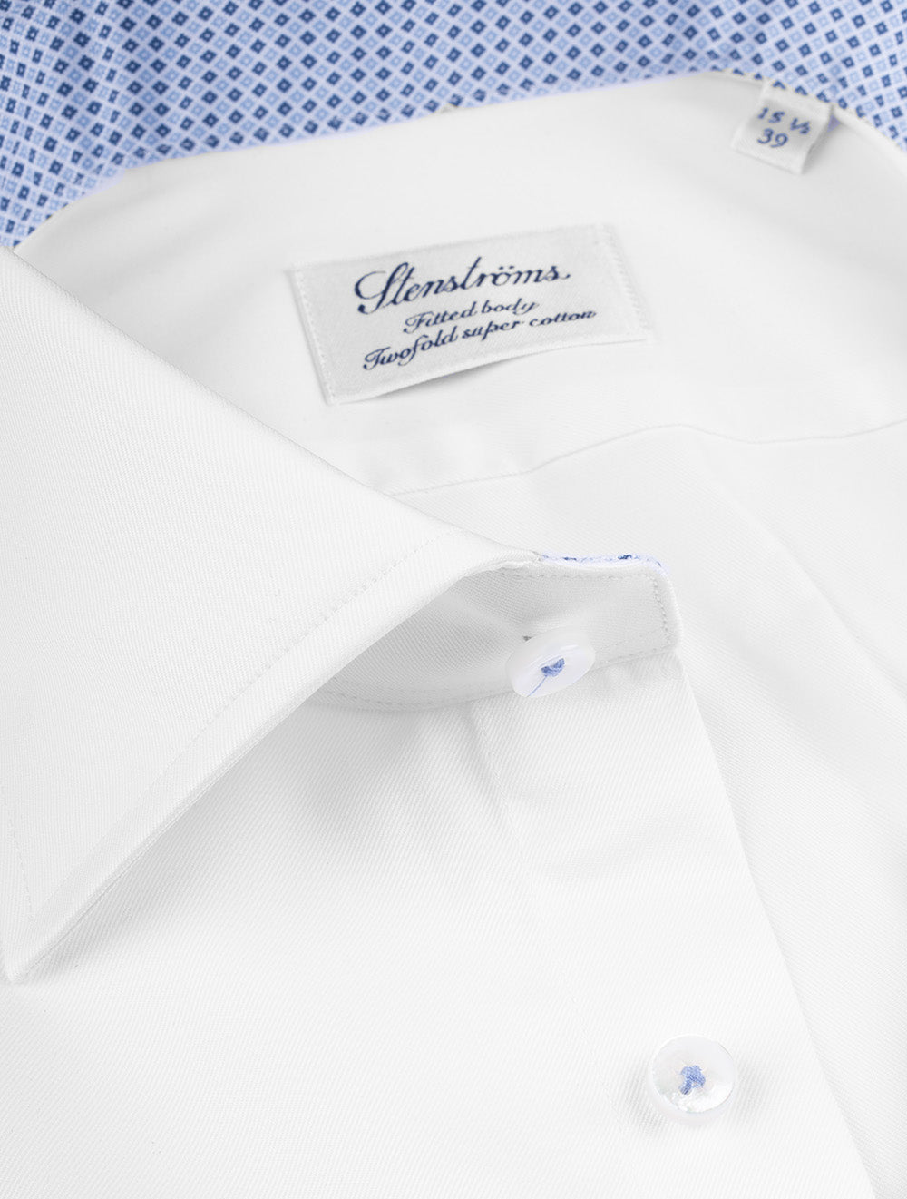 Stenstroms White Pattern Inlay Fitted Body Cotton Shirt AI2