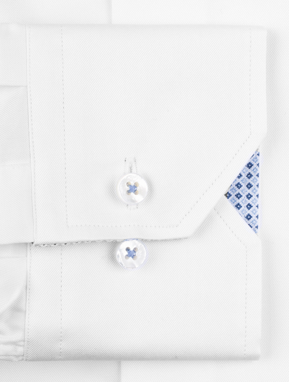 Stenstroms White Pattern Inlay Fitted Body Cotton Shirt AI3