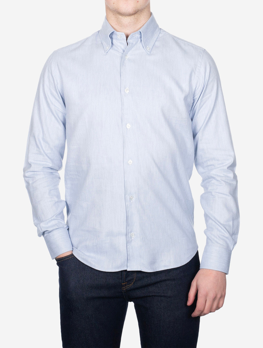 Fedeli Buttondown Soft Flannel Shirt Grey AI1