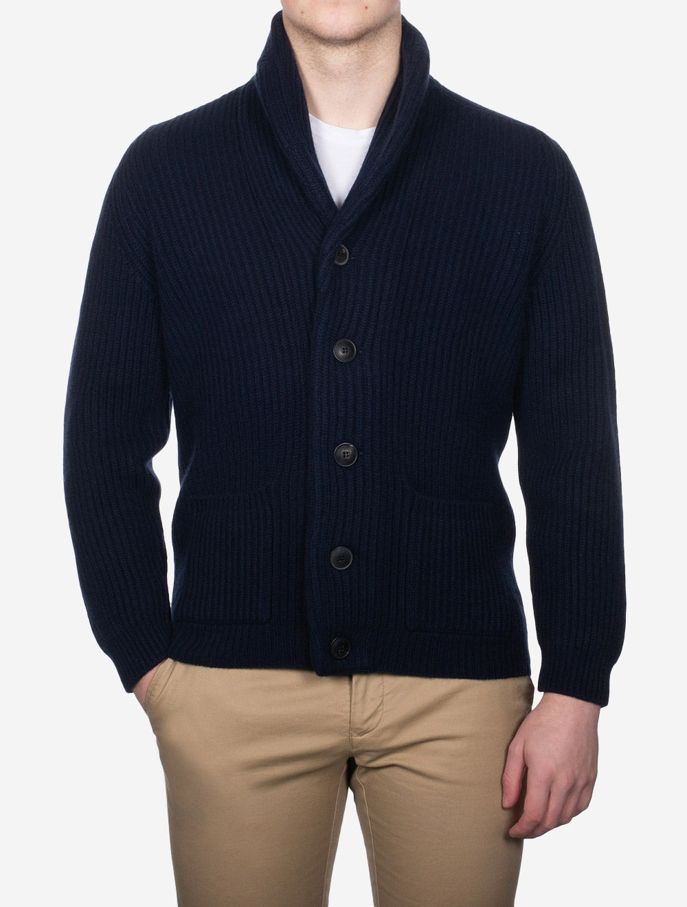 Fedeli Cashmere Button Knitted Cardigan Navy AI1