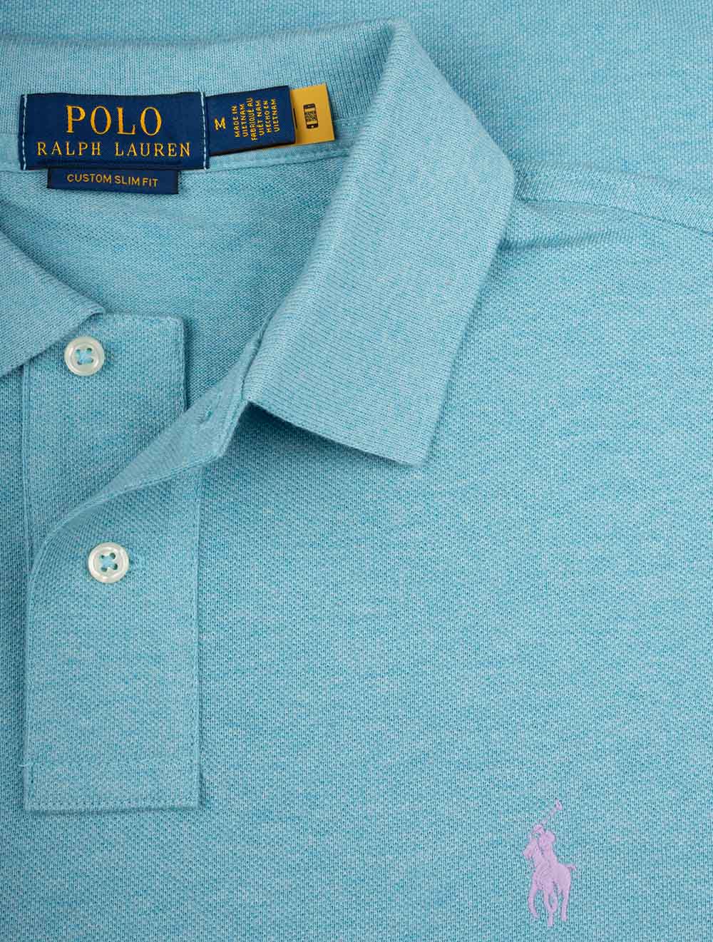 Custom Slim Fit Mesh Polo Shirt Turquoise