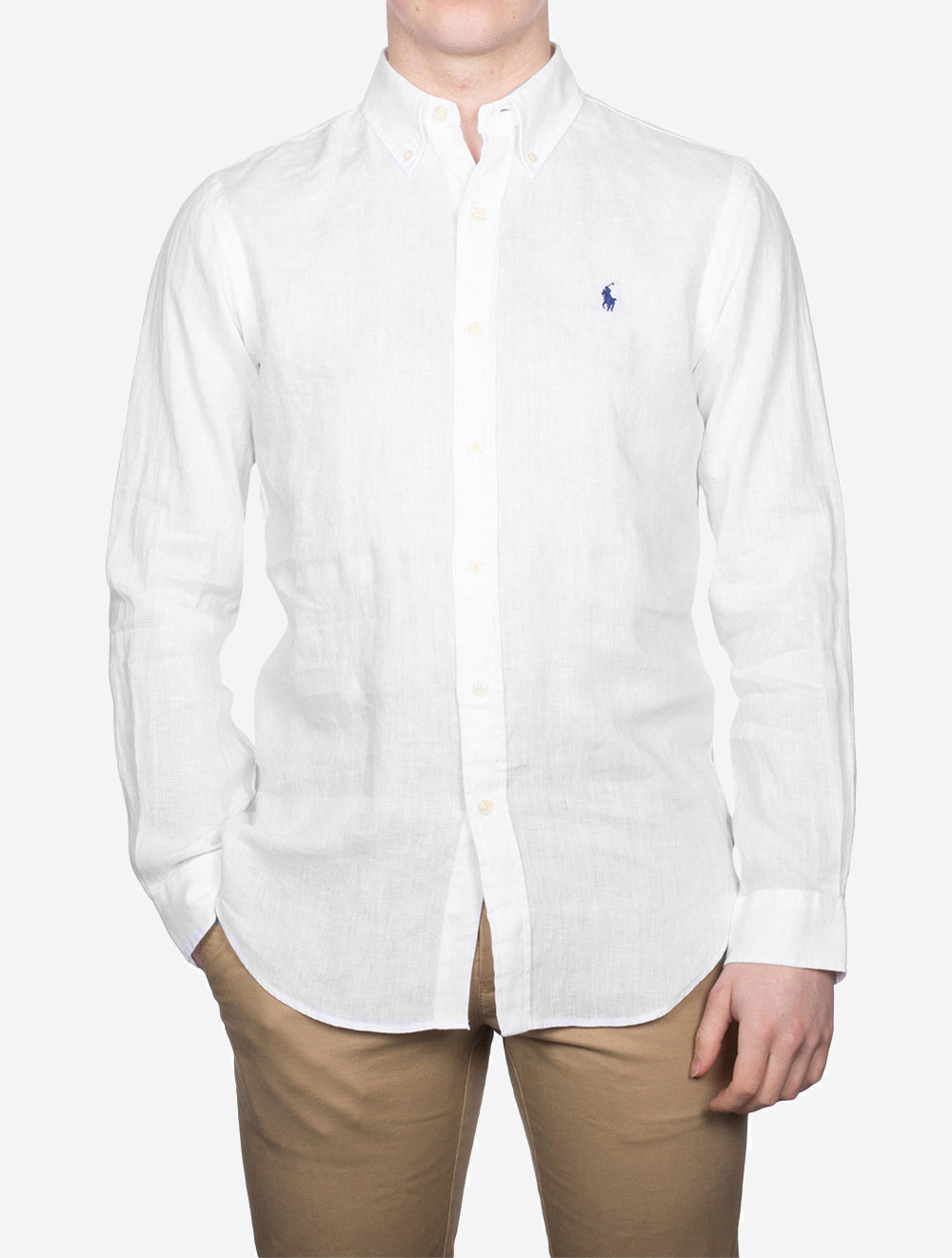 Ralph Lauren Custom Fit Linen Shirt White AI1