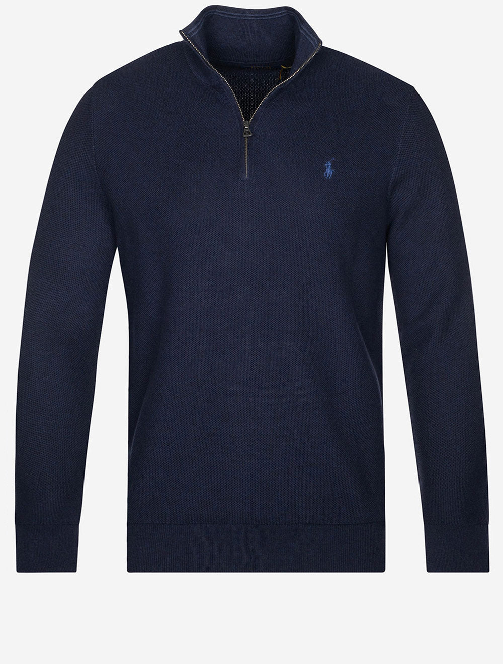 Piqué-Pullover mit halbem Reißverschluss, Cruise Navy