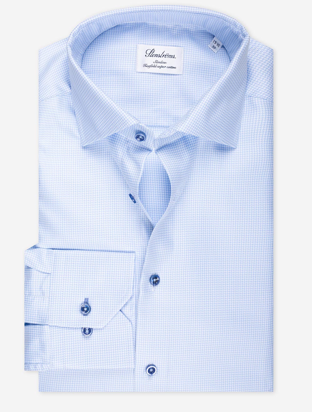 Stenstroms Slim Houndstooth Shirt Blue MI