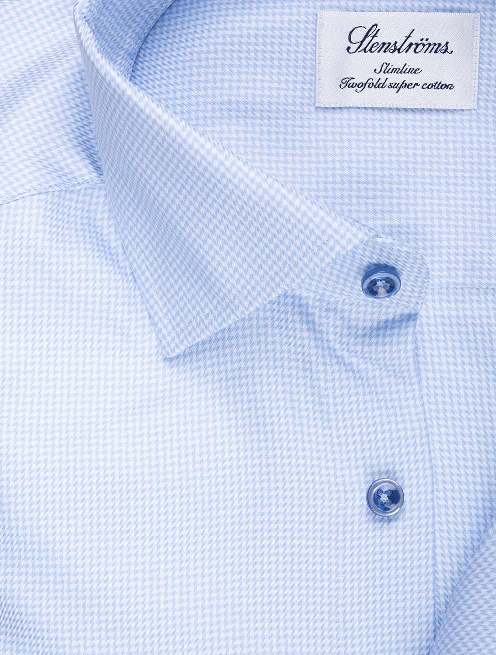 Stenstroms Slim Houndstooth Shirt Blue AI1