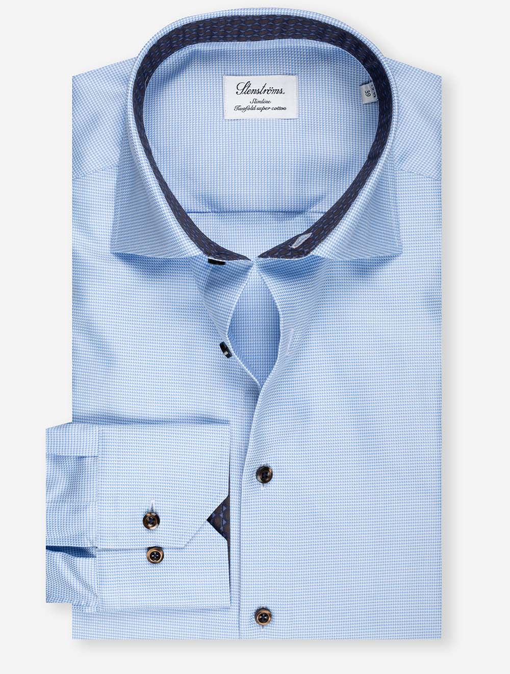 Puppytooth Slim Shirt Blue