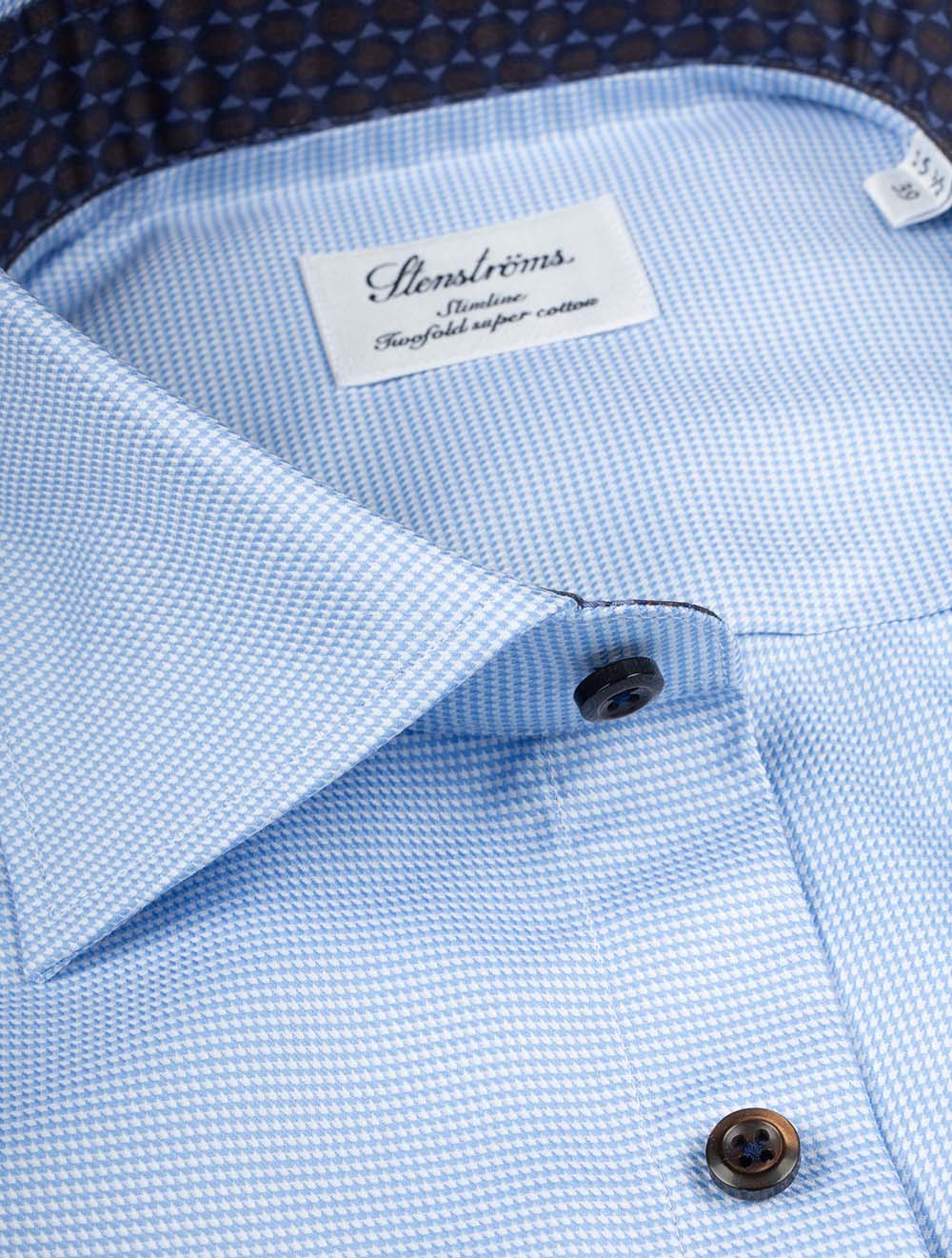 Puppytooth Slim Shirt Blue