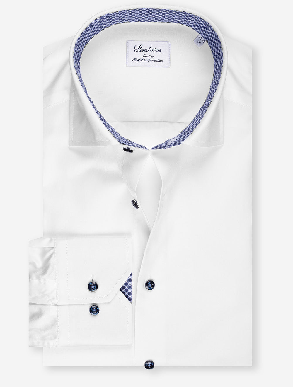 Plain Contrast Inlay Slim Shirt White