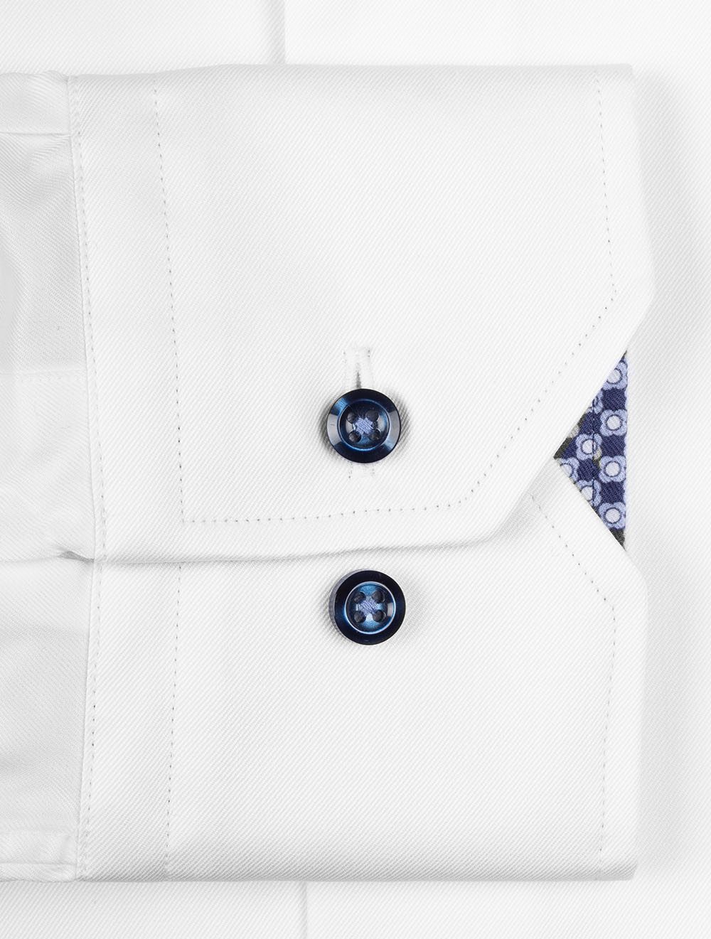 Plain Contrast Inlay Slim Shirt White