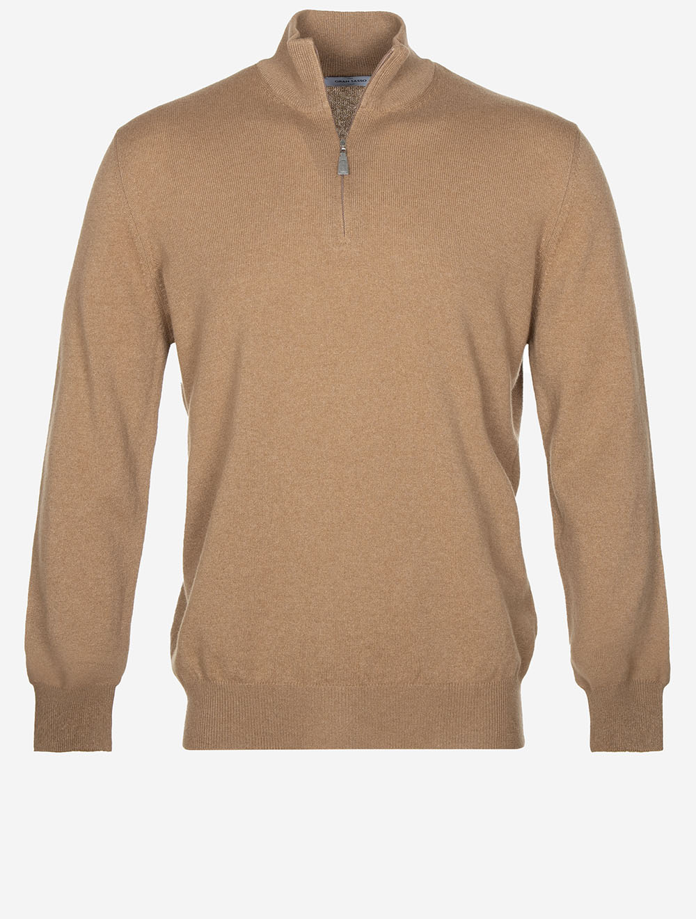 Mock Neck Half Zip Knitwear Camel