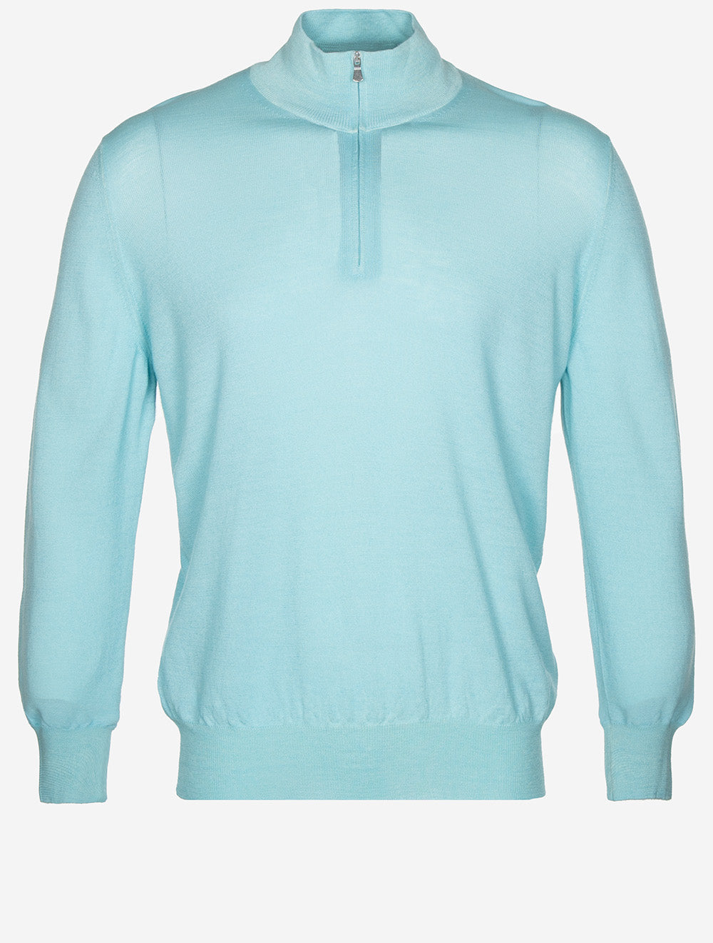 Mock Neck Half Zip Knitwear Mint Green