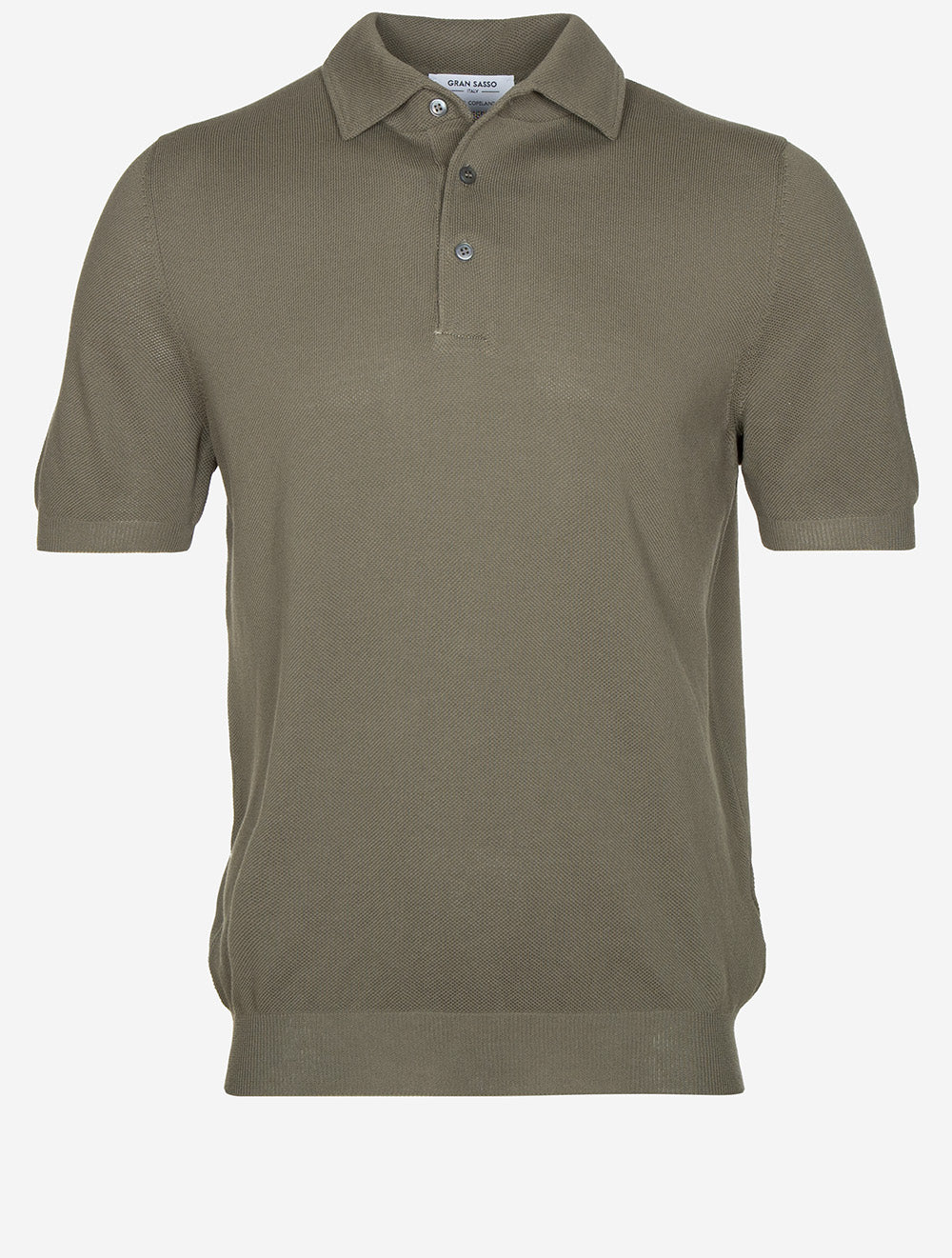 Weave Short Sleeve 3 Button Polo Green