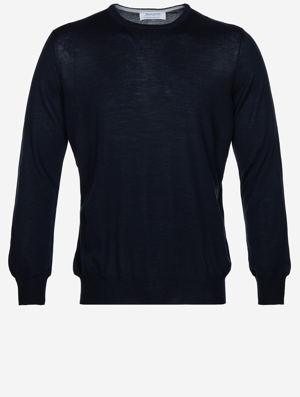 Long Sleeve Virgin Wool Crew Jersey Navy