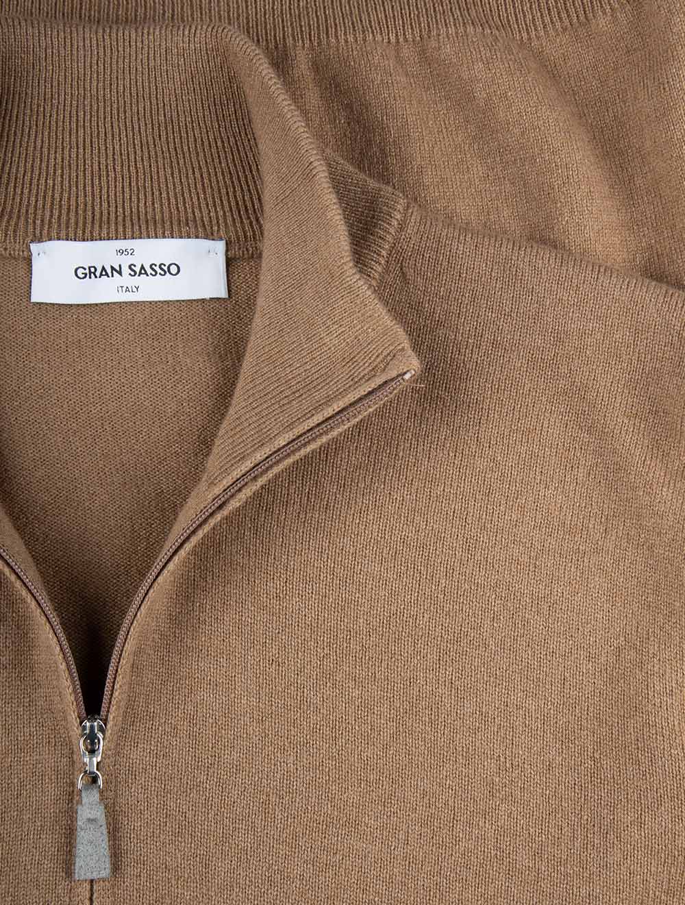 Mock Neck Half Zip Knitwear Camel