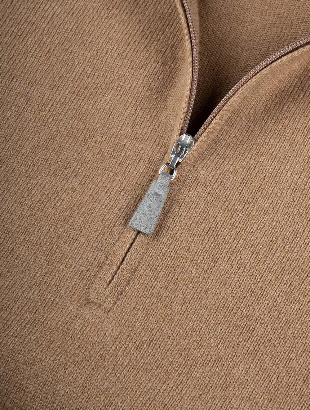 Mock Neck Half Zip Knitwear Camel