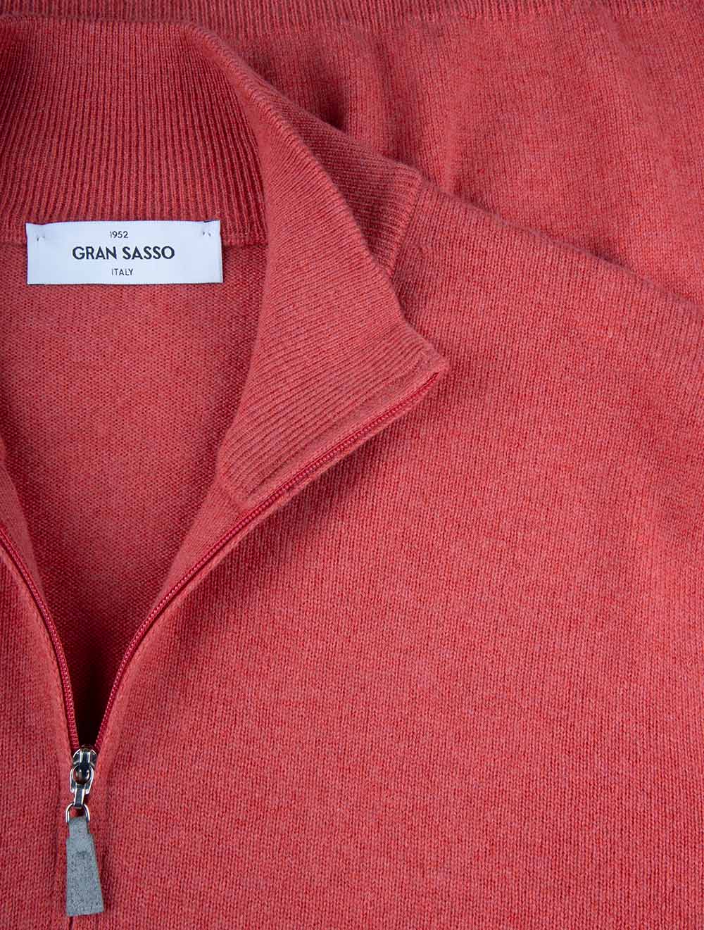 Mock Neck Half Zip Knitwear Light Red