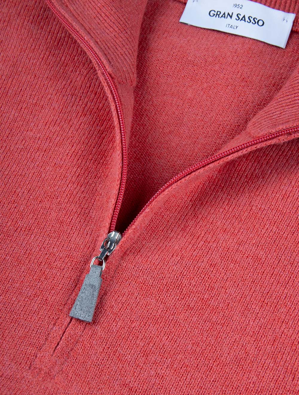 Mock Neck Half Zip Knitwear Light Red