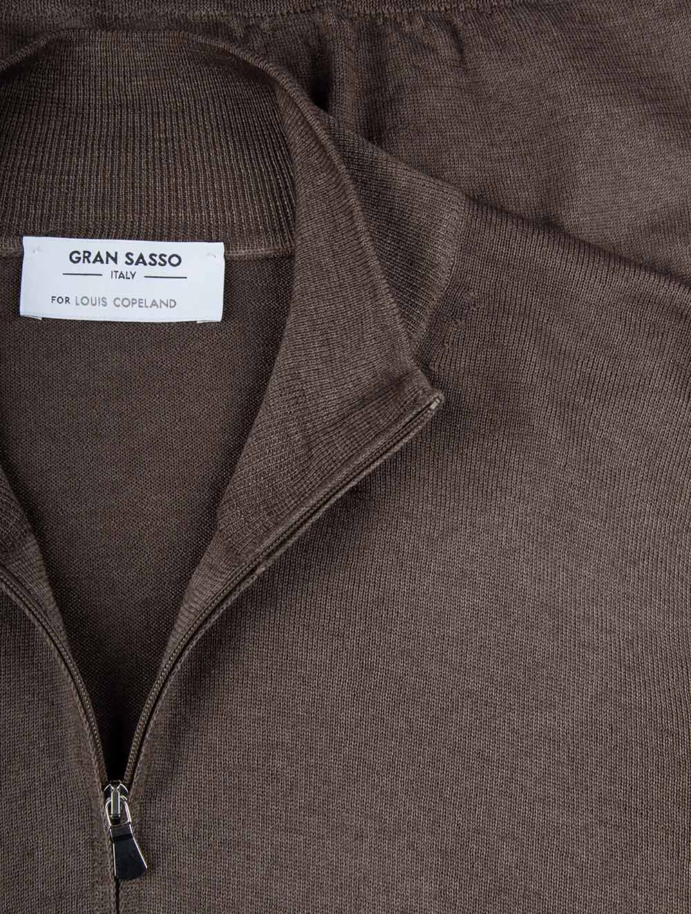 Mock Neck Half Zip Knitwear Brown