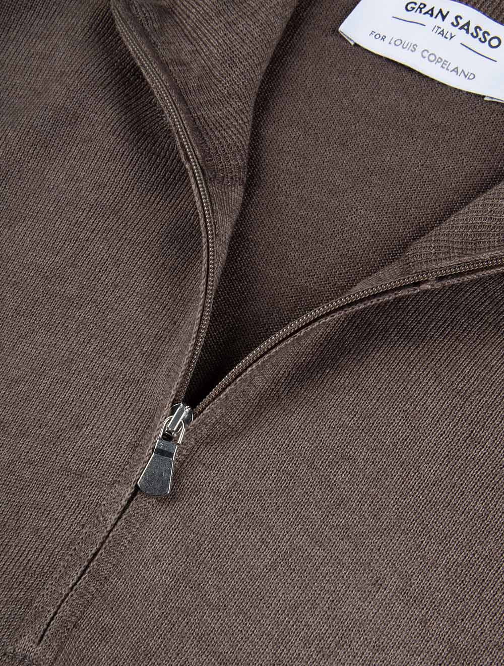 Mock Neck Half Zip Knitwear Brown