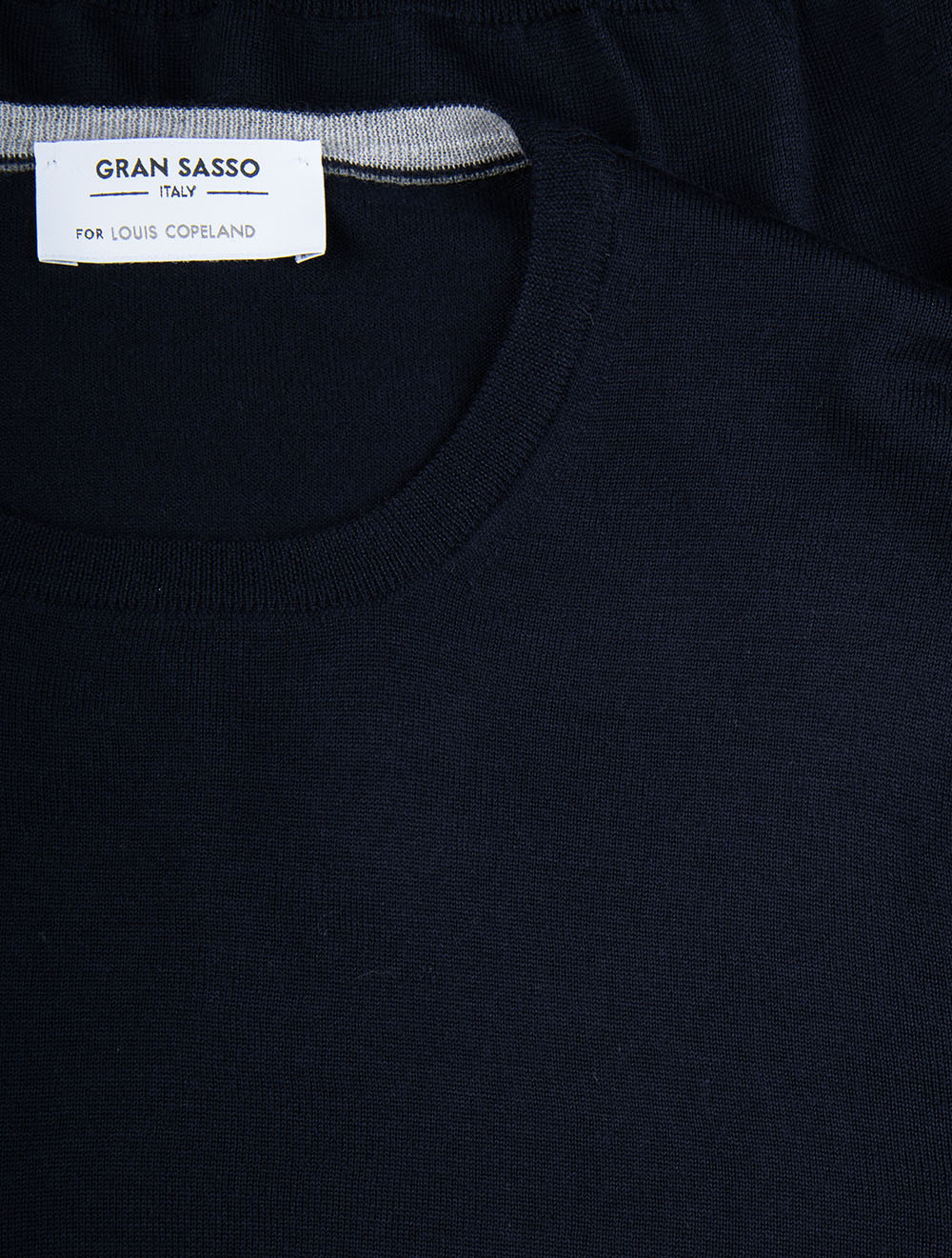 Long Sleeve Virgin Wool Crew Jersey Navy