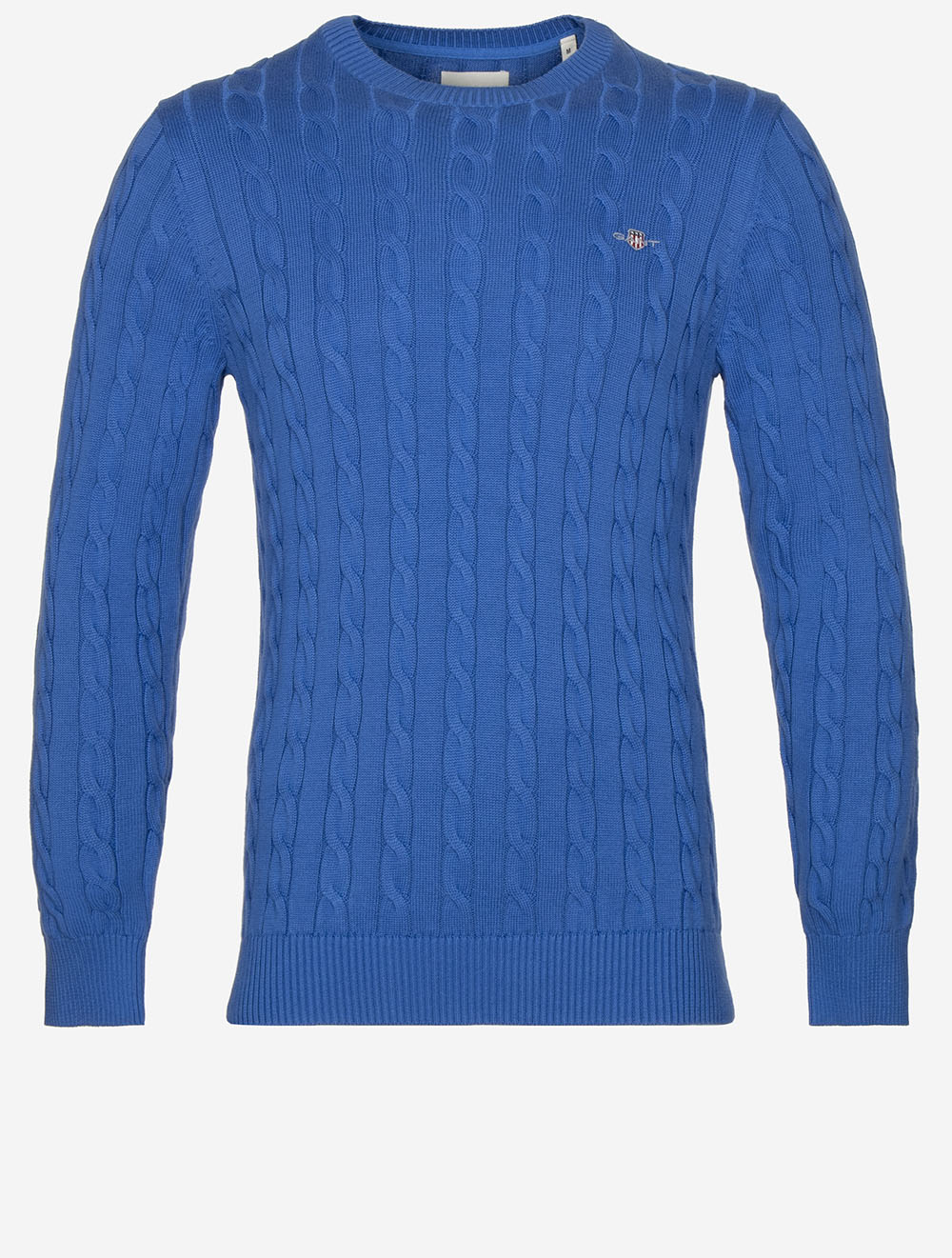 Cotton Cable Knit Crew Neck Sweater Rich Blue