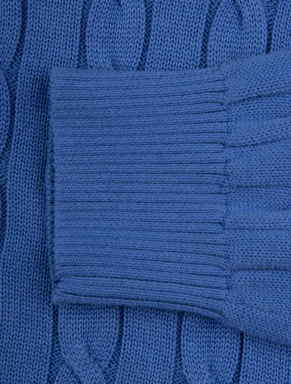 Cotton Cable Knit Half-Zip Sweater Rich Blue