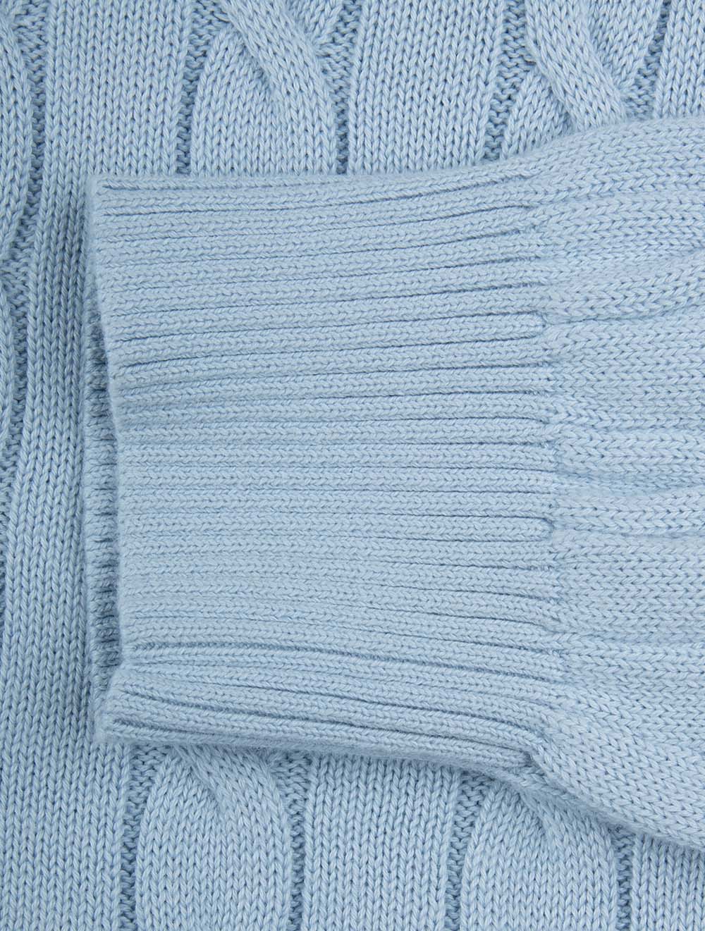 Cotton Cable Knit Half-Zip Sweater Fresh Blue