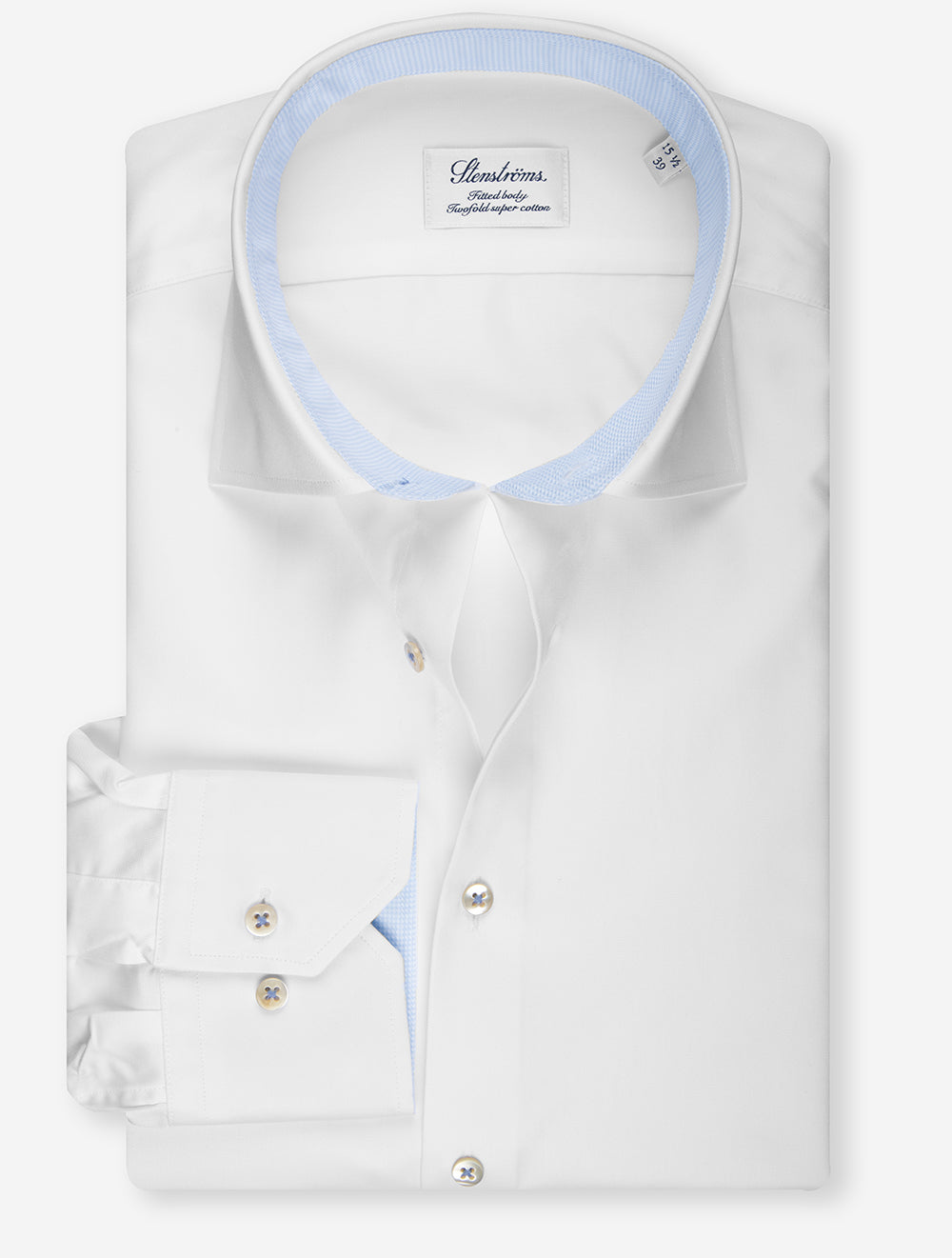 Plain Twill Fitted Shirt with Contrast White