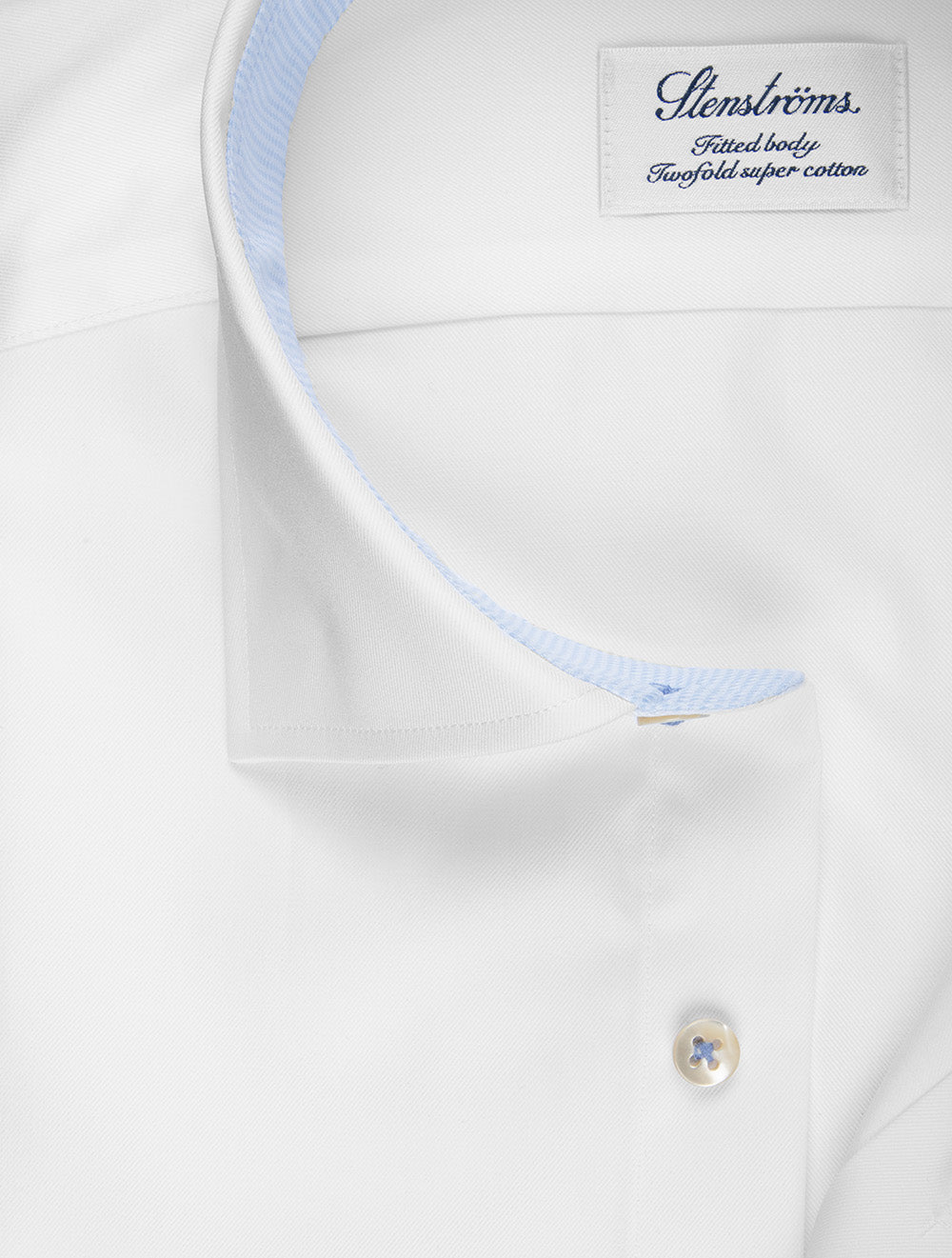 Plain Twill Fitted Shirt with Contrast White