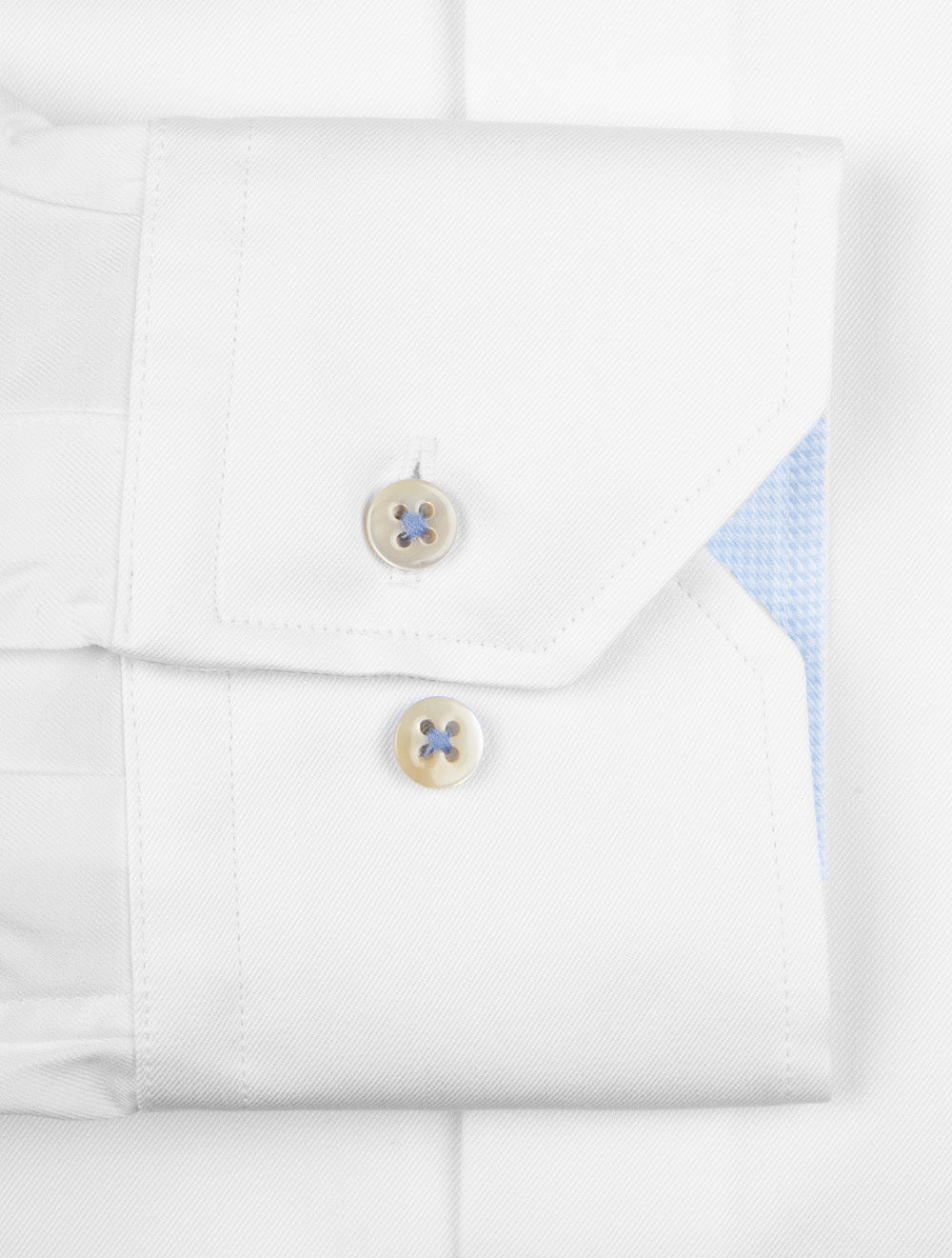 Plain Twill Fitted Shirt with Contrast White