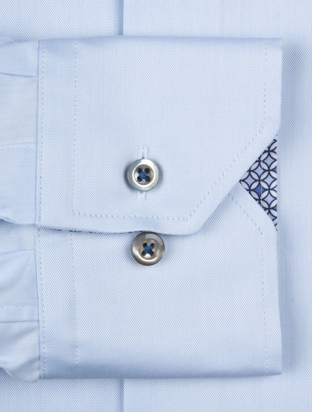 Plain with Tile Pattern Fitted Shirt Blue