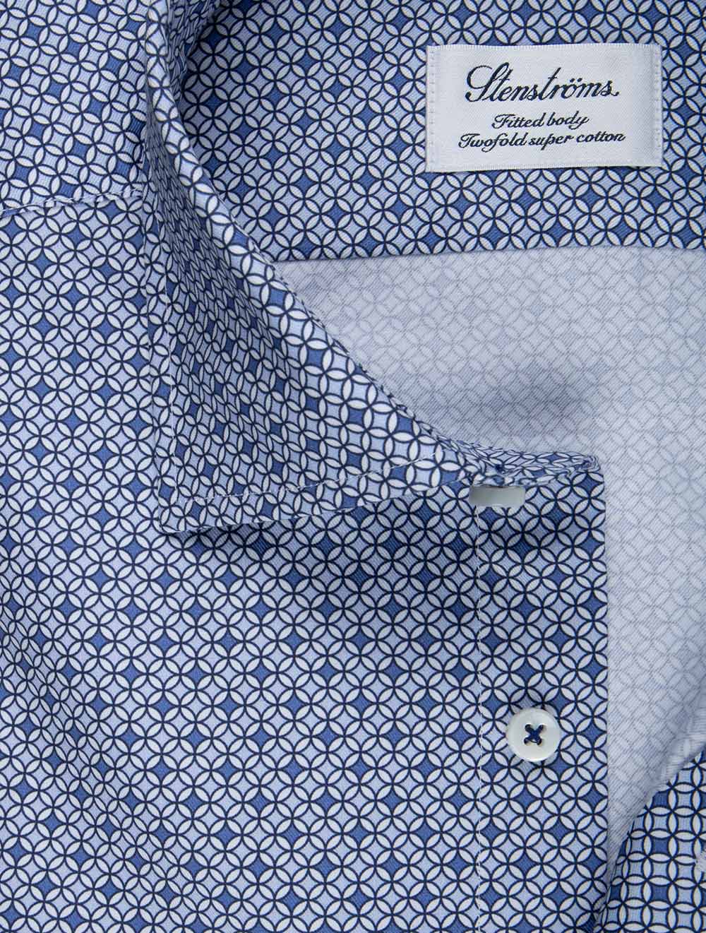 Tile Mosaic Fitted Shirt Blue