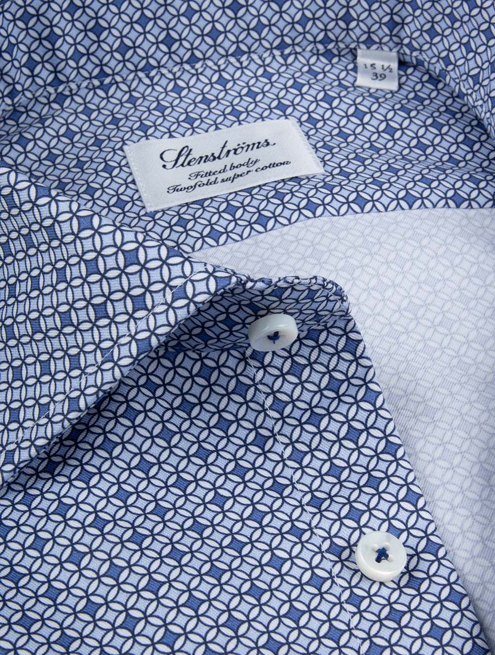 Tile Mosaic Fitted Shirt Blue