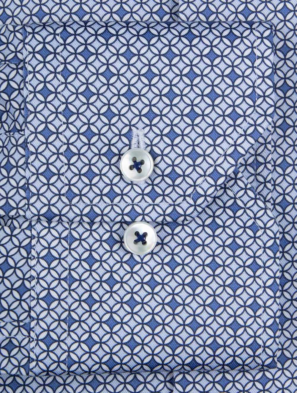 Tile Mosaic Fitted Shirt Blue