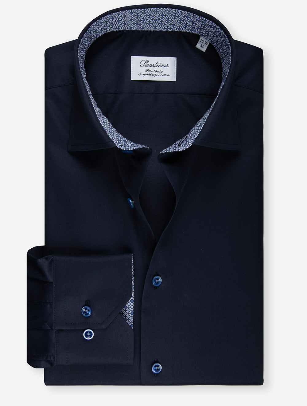 Plain Twill Shirt with Inlay Navy