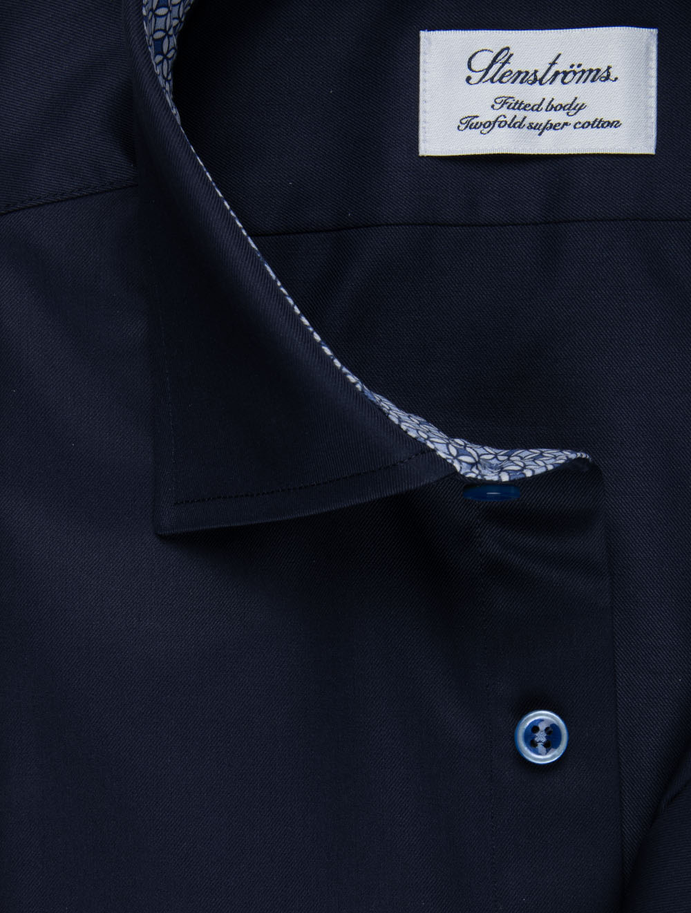 Plain Twill Shirt with Inlay Navy