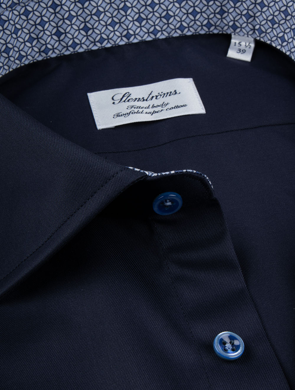 Plain Twill Shirt with Inlay Navy