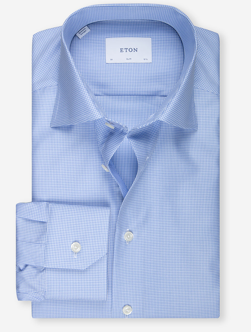 Slim Fine Check Signature Shirt Blue