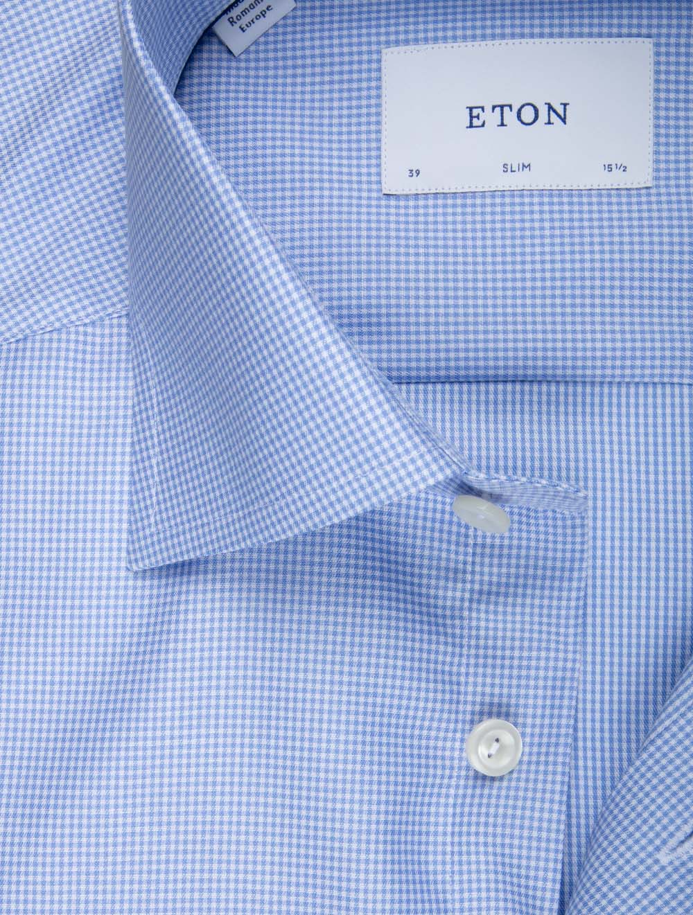 Slim Fine Check Signature Shirt Blue