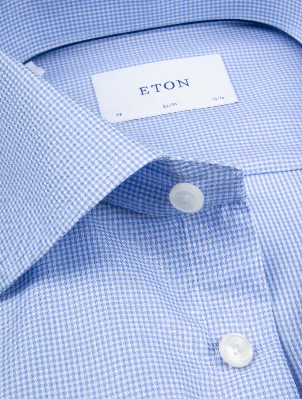 Slim Fine Check Signature Shirt Blue