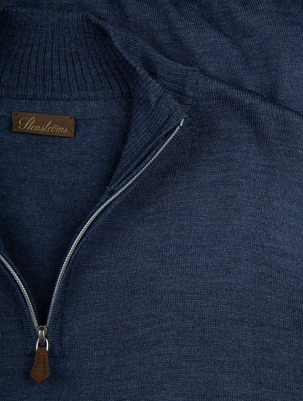 Merino Wool Half Zip Blue