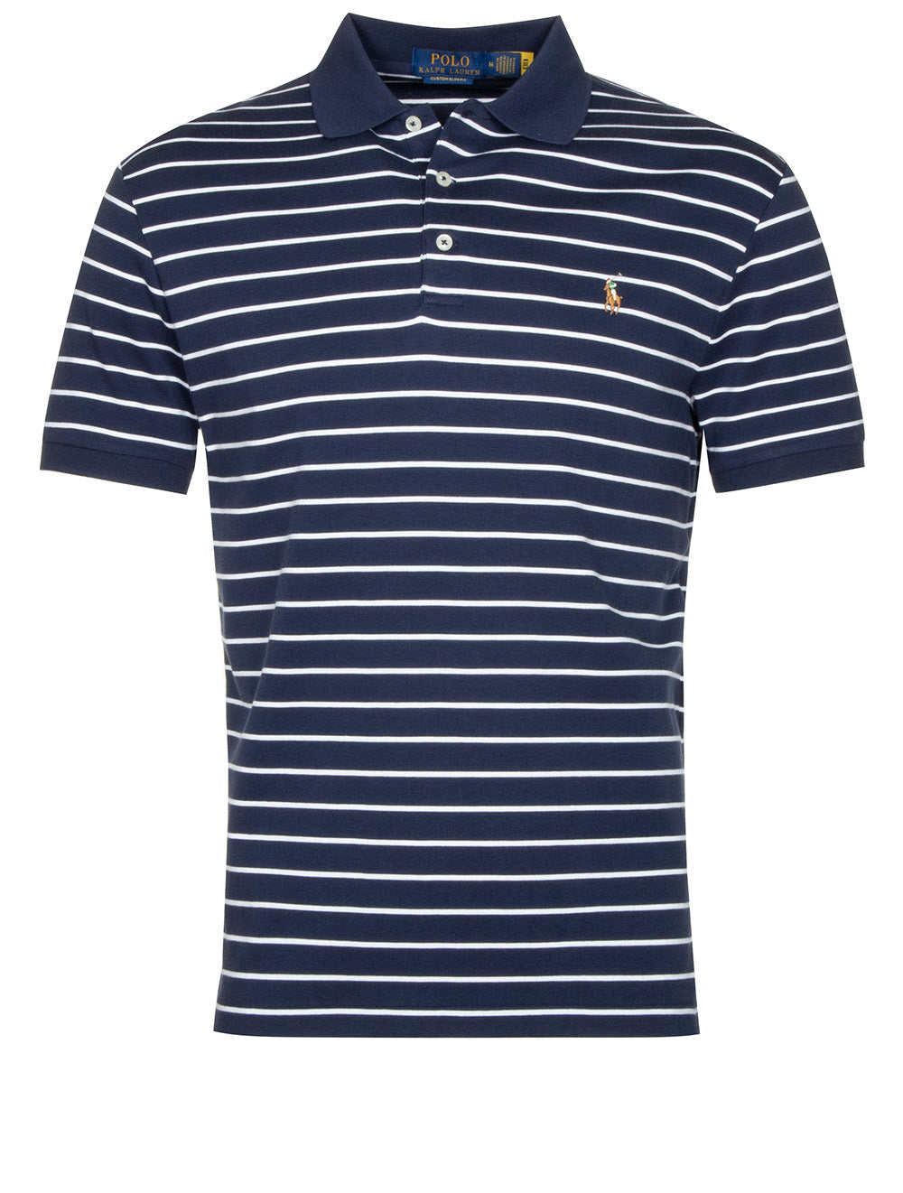 Slim Fit Striped Polo Shirt Navy