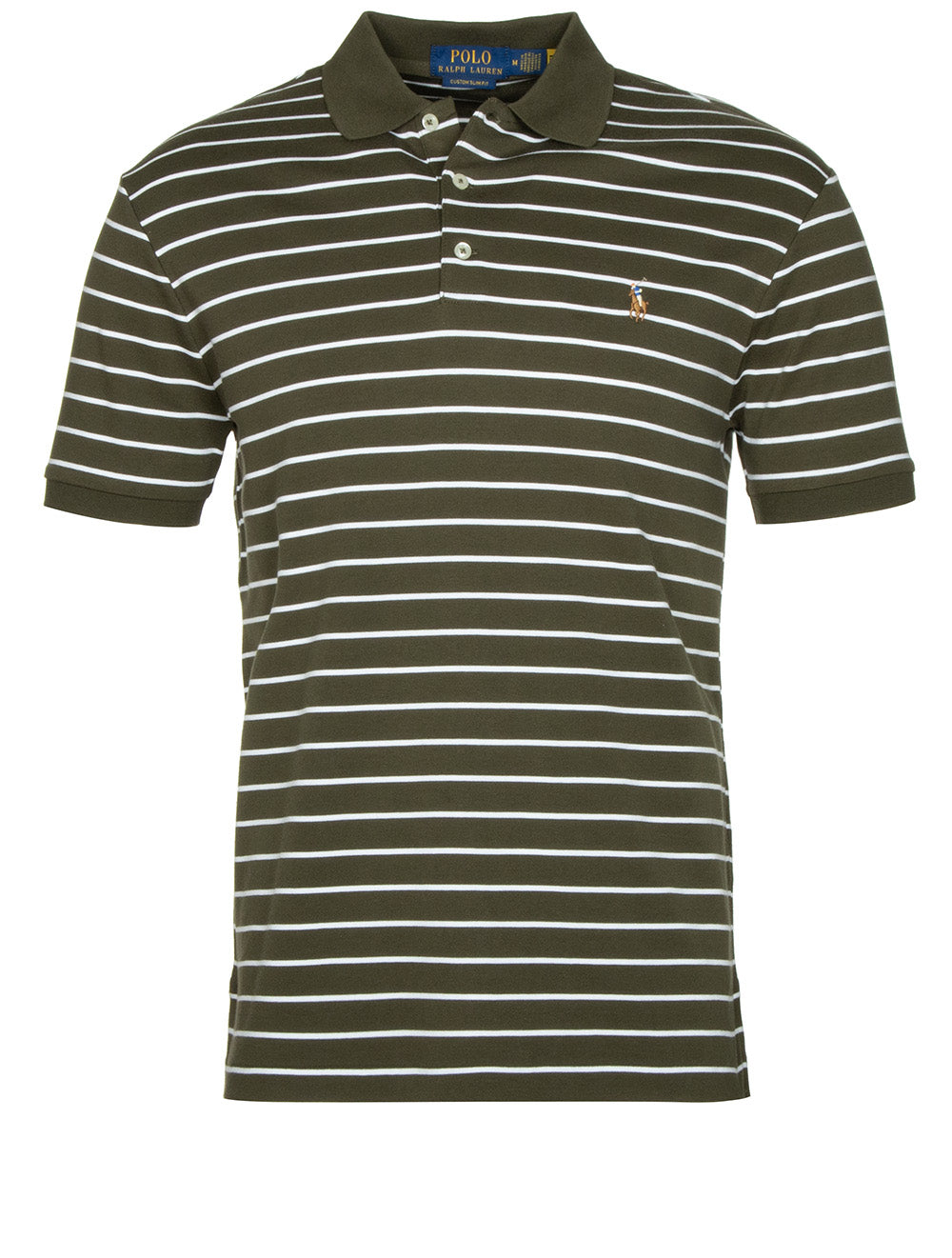 Slim Fit Striped Polo Shirt Green