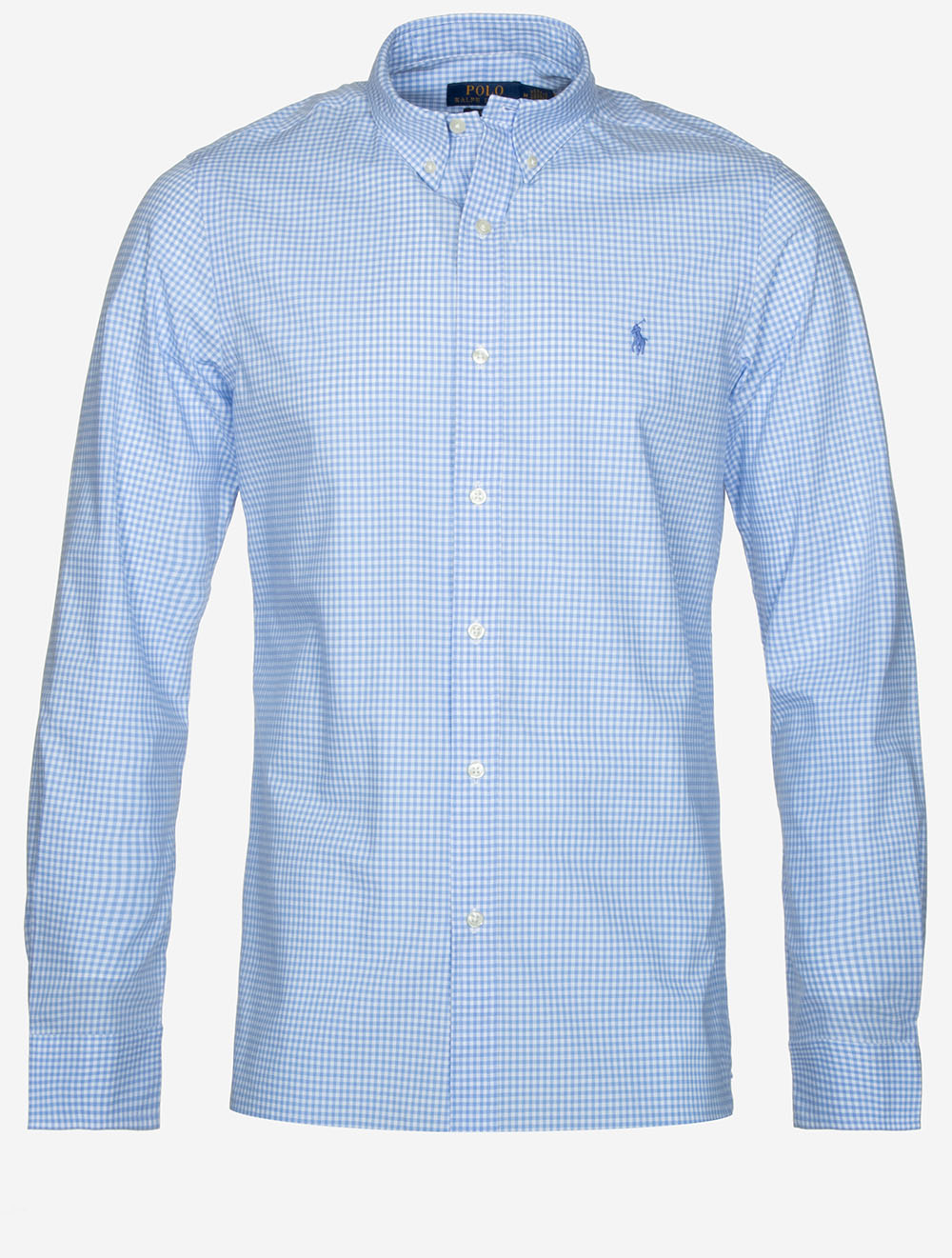 Slim Fit Gingham Cotton Poplin Shirt Blue