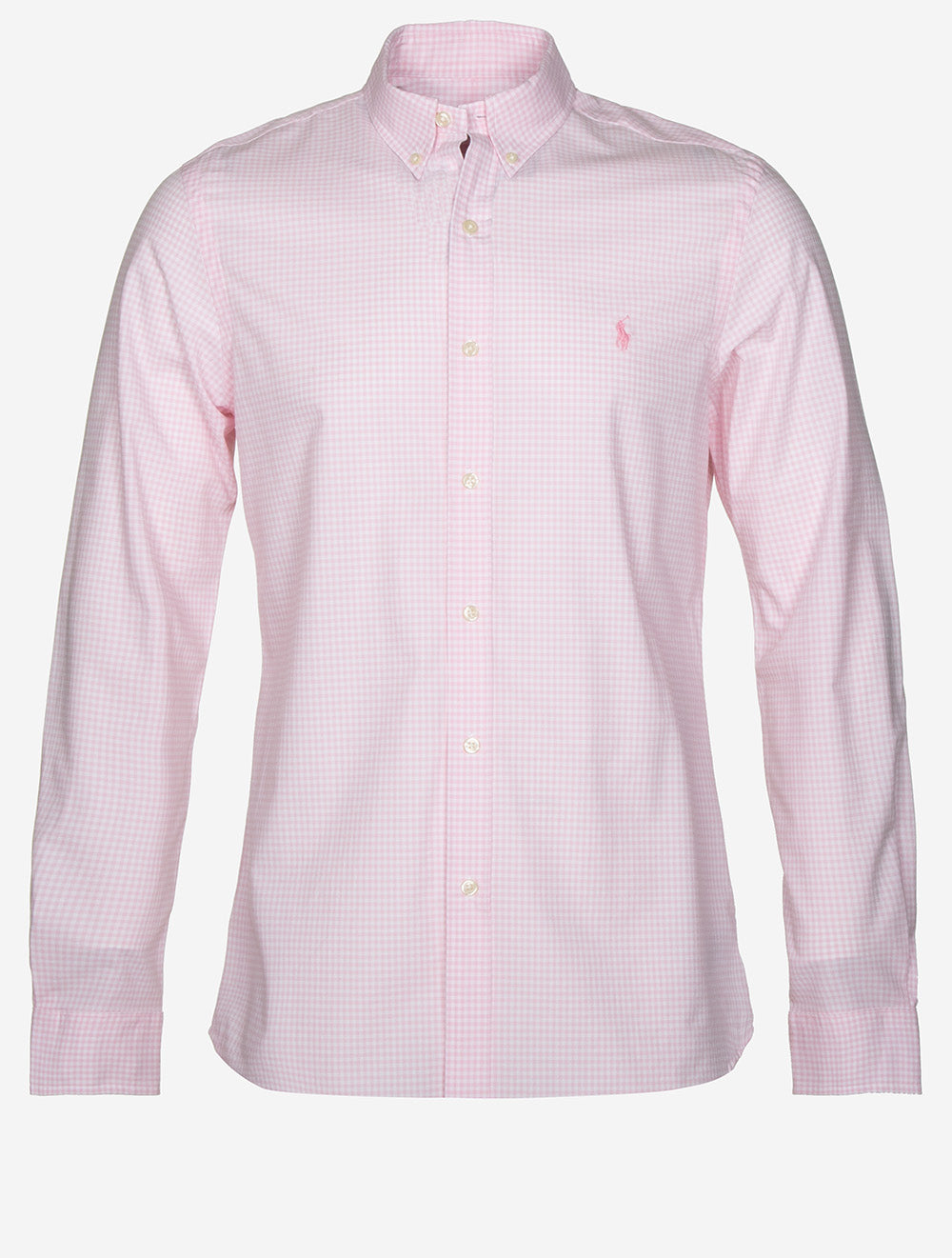 Slim Fit Gingham Cotton Poplin Shirt Pink