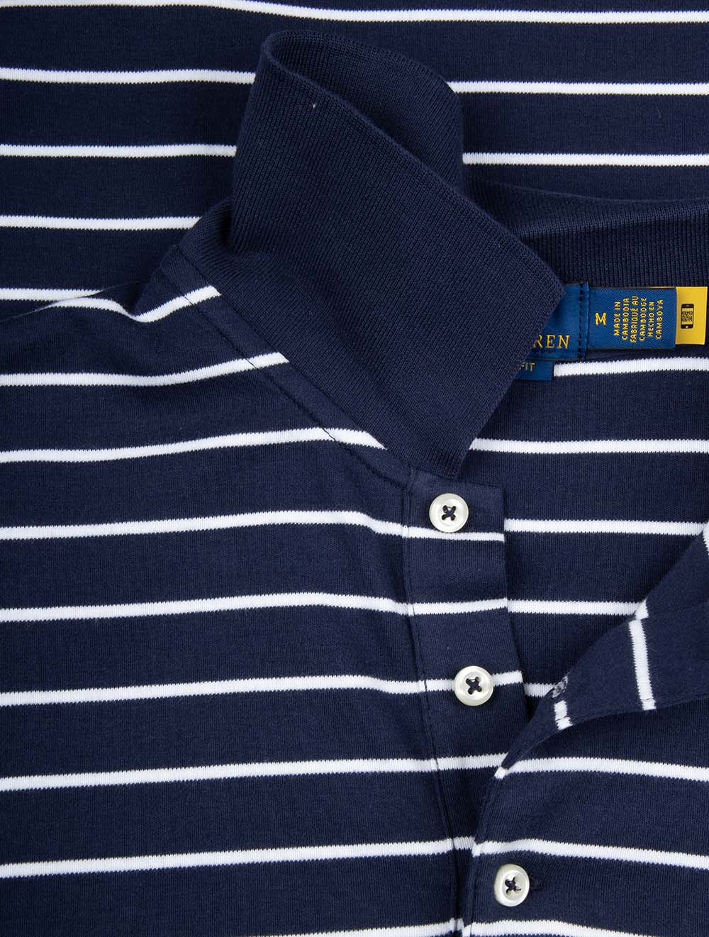 Slim Fit Striped Polo Shirt Navy