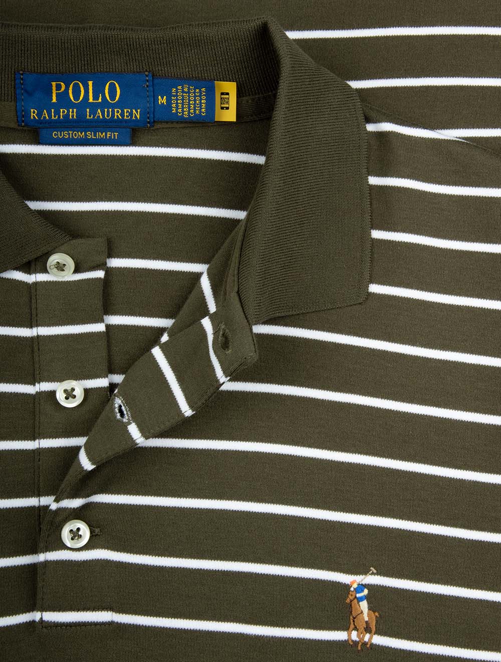 Slim Fit Striped Polo Shirt Green