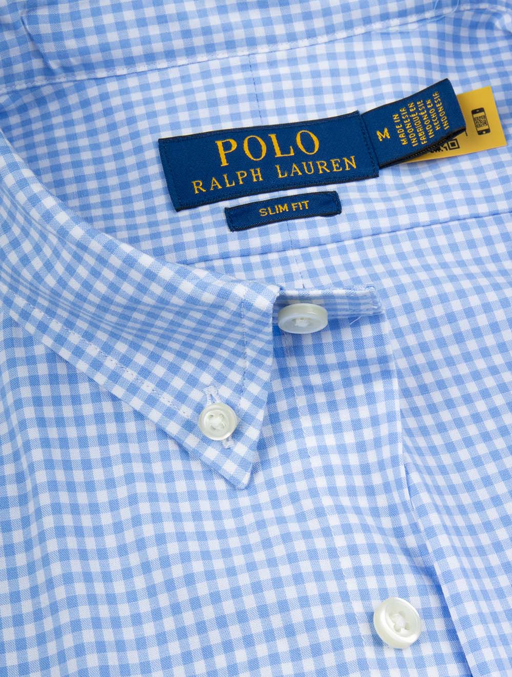 Slim Fit Gingham Cotton Poplin Shirt Blue