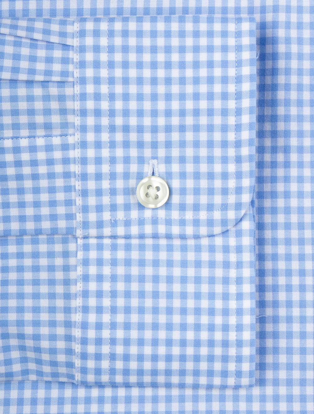 Slim Fit Gingham Cotton Poplin Shirt Blue